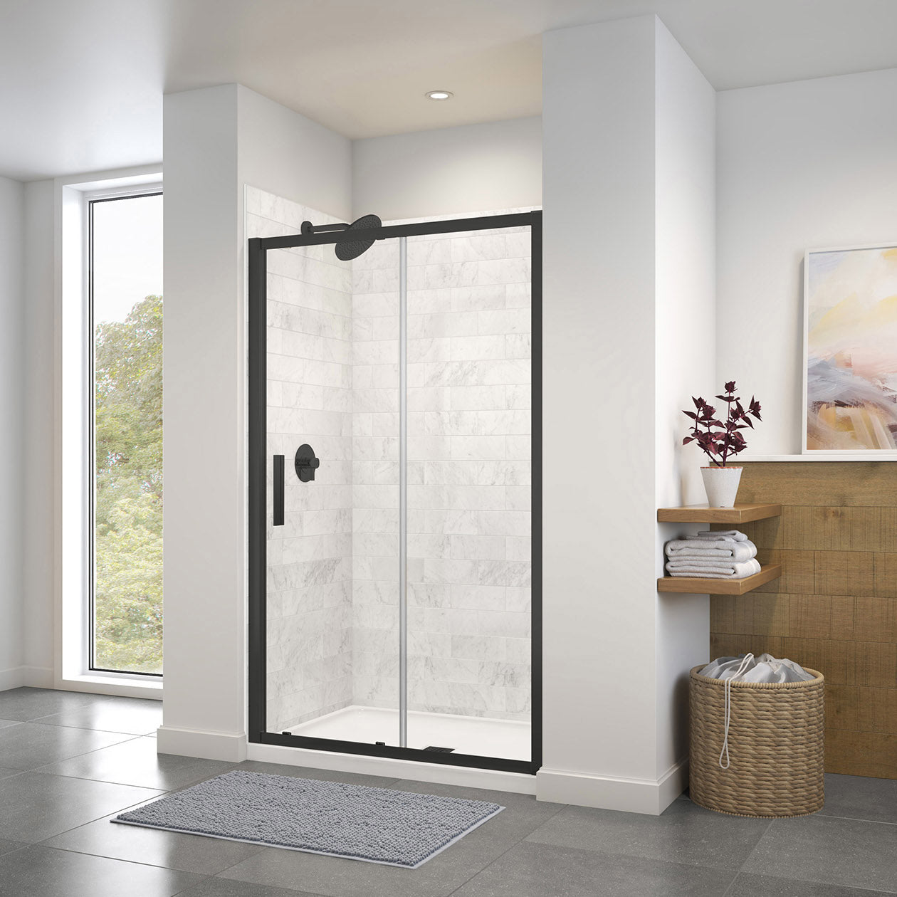 Maax Connect 45-46 1/2 x 72 in. 6mm Sliding Shower Door for Alcove Installation with Clear glass
