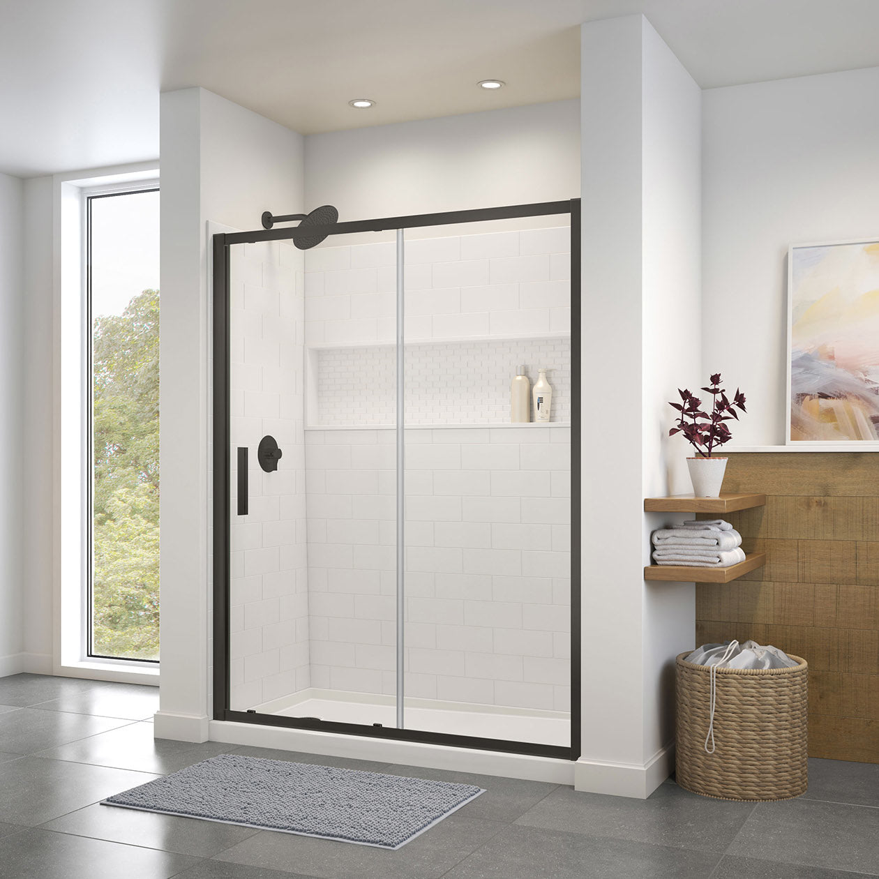 Maax Connect 55 ½-57 x 72 in. 6mm Sliding Shower Door for Alcove Installation with Clear glass