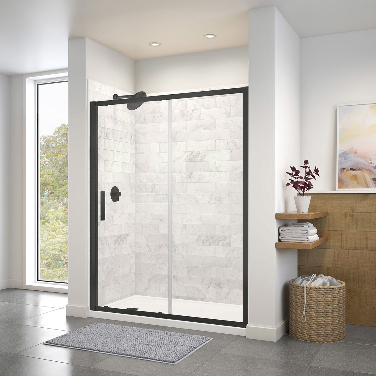 Maax Connect 55 ½-57 x 72 in. 6mm Sliding Shower Door for Alcove Installation with Clear glass