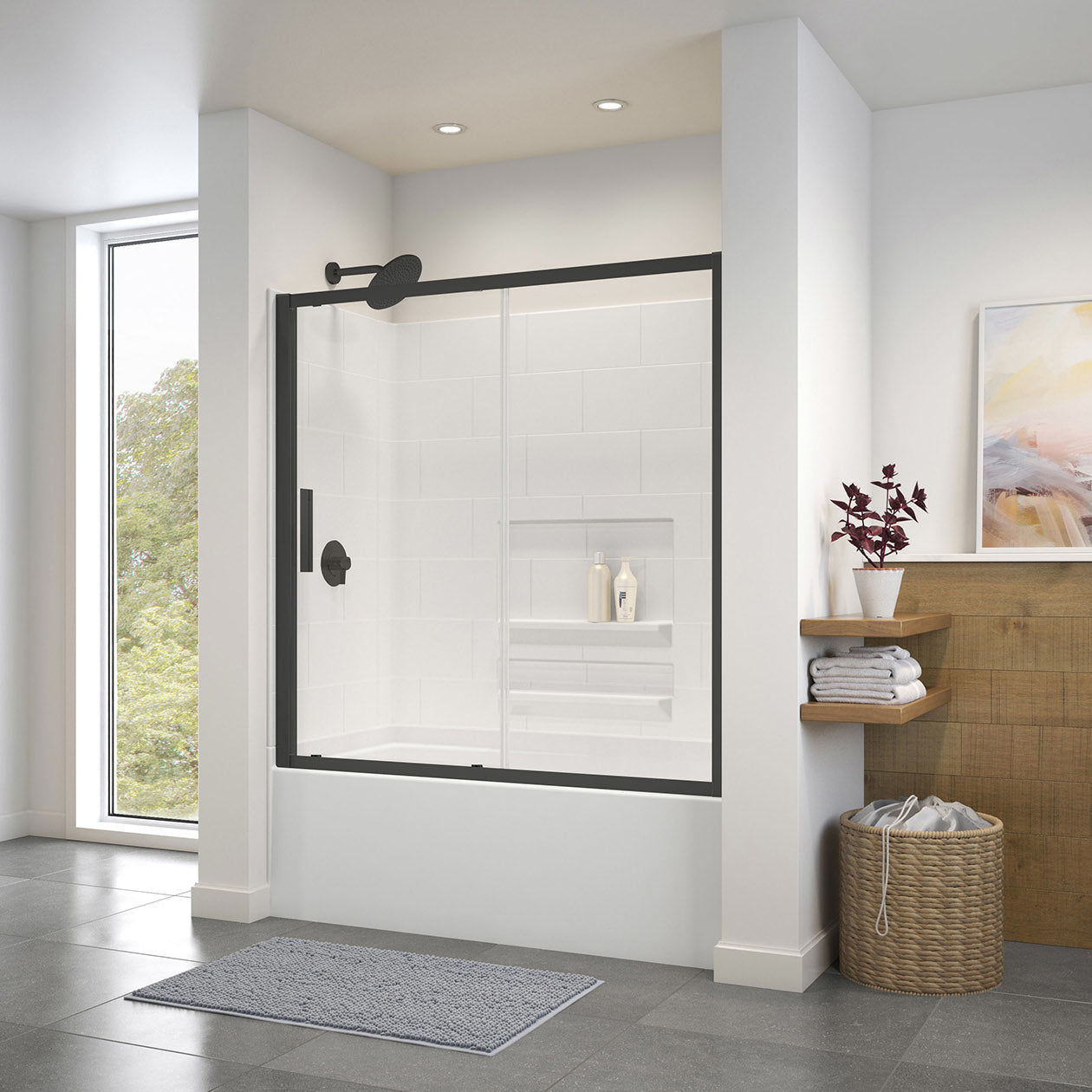 Maax Connect 55 ½-57 x 57 in. 6mm Sliding Tub Door for Alcove Installation with Clear glass