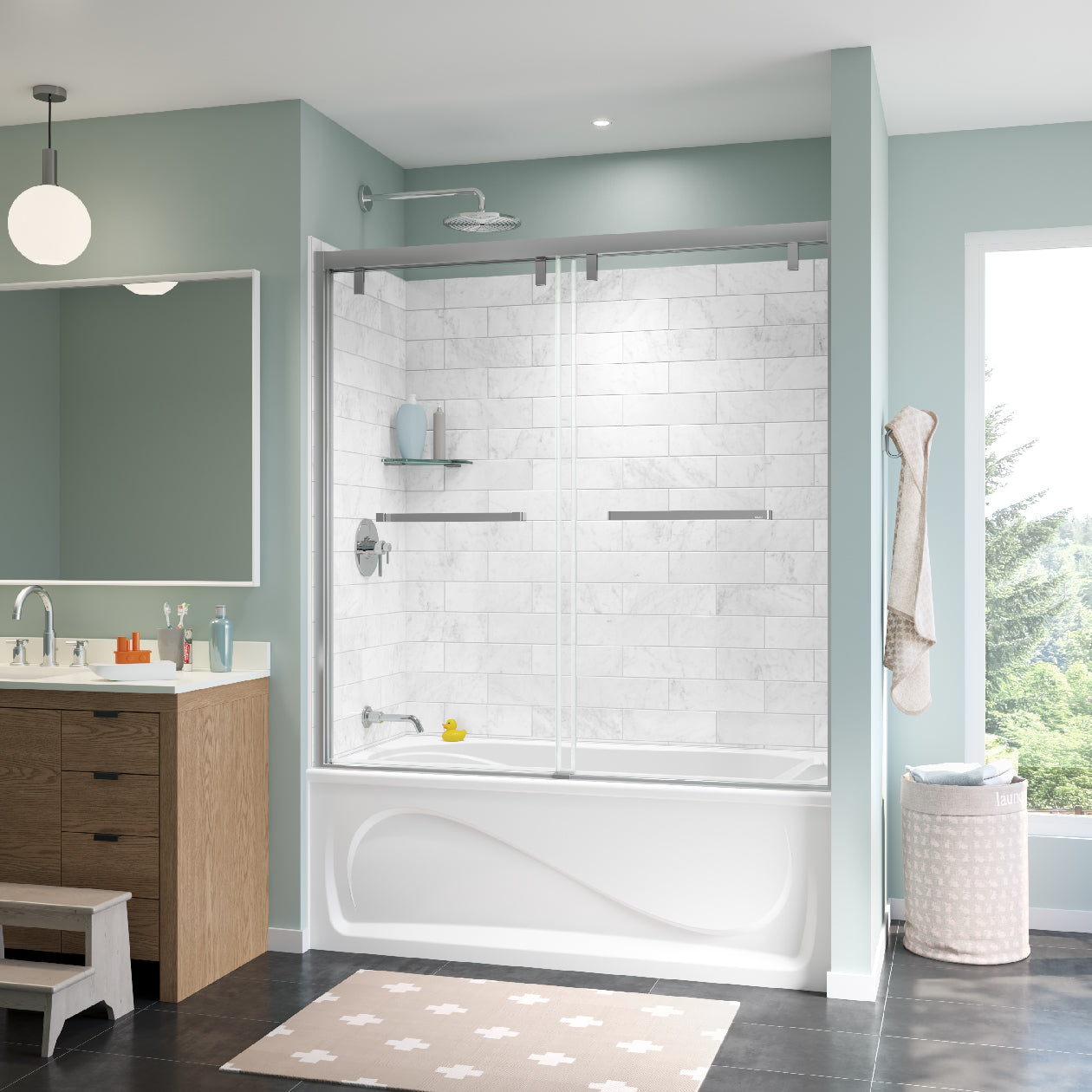 Maax Uptown 56-59 x 58 in. 8 mm Bypass Tub Door for Alcove Installation with Clear glass