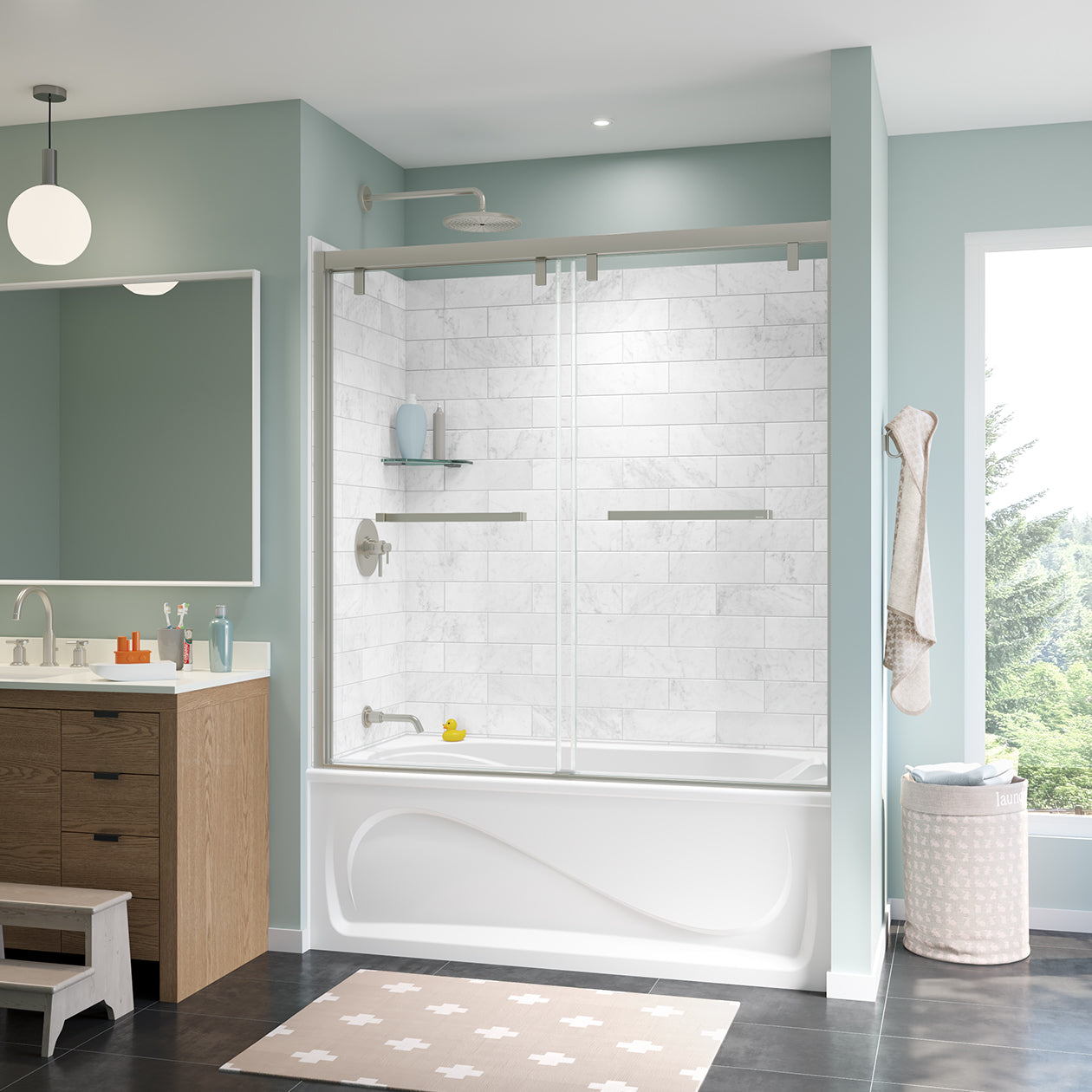 Maax Uptown 56-59 x 58 in. 8 mm Bypass Tub Door for Alcove Installation with Clear glass