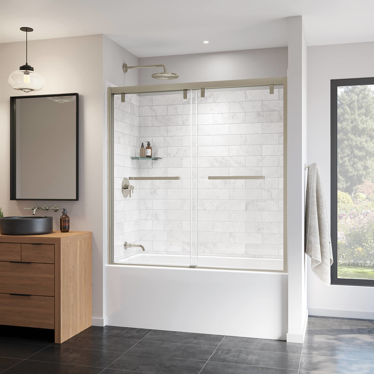 Maax Uptown 56-59 x 58 in. 8 mm Bypass Tub Door for Alcove Installation with Clear glass