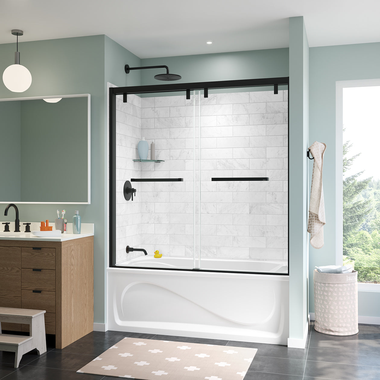 Maax Uptown 56-59 x 58 in. 8 mm Bypass Tub Door for Alcove Installation with Clear glass