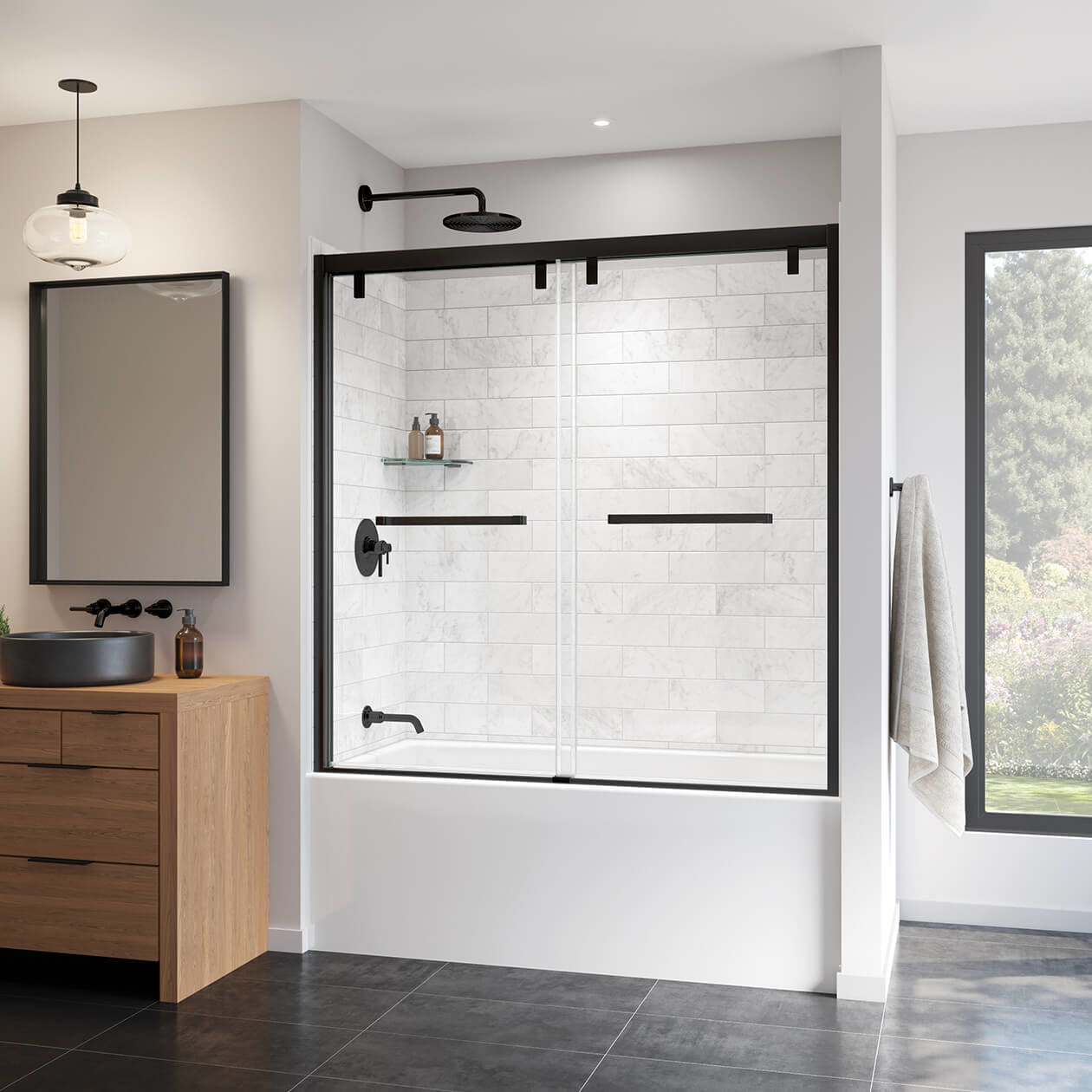 Maax Uptown 56-59 x 58 in. 8 mm Bypass Tub Door for Alcove Installation with Clear glass