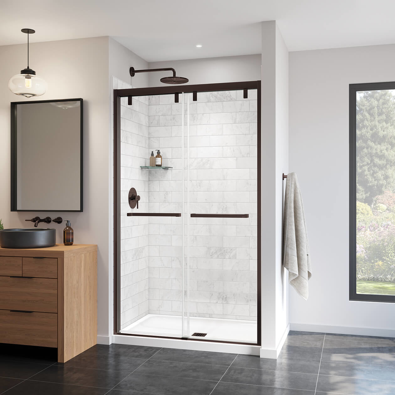 Maax Uptown 44-47 x 76 in. 8 mm Bypass Shower Door for Alcove Installation with Clear glass