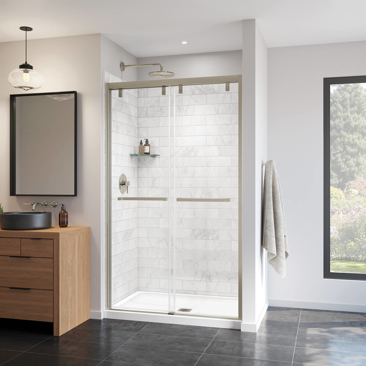 Maax Uptown 44-47 x 76 in. 8 mm Bypass Shower Door for Alcove Installation with Clear glass