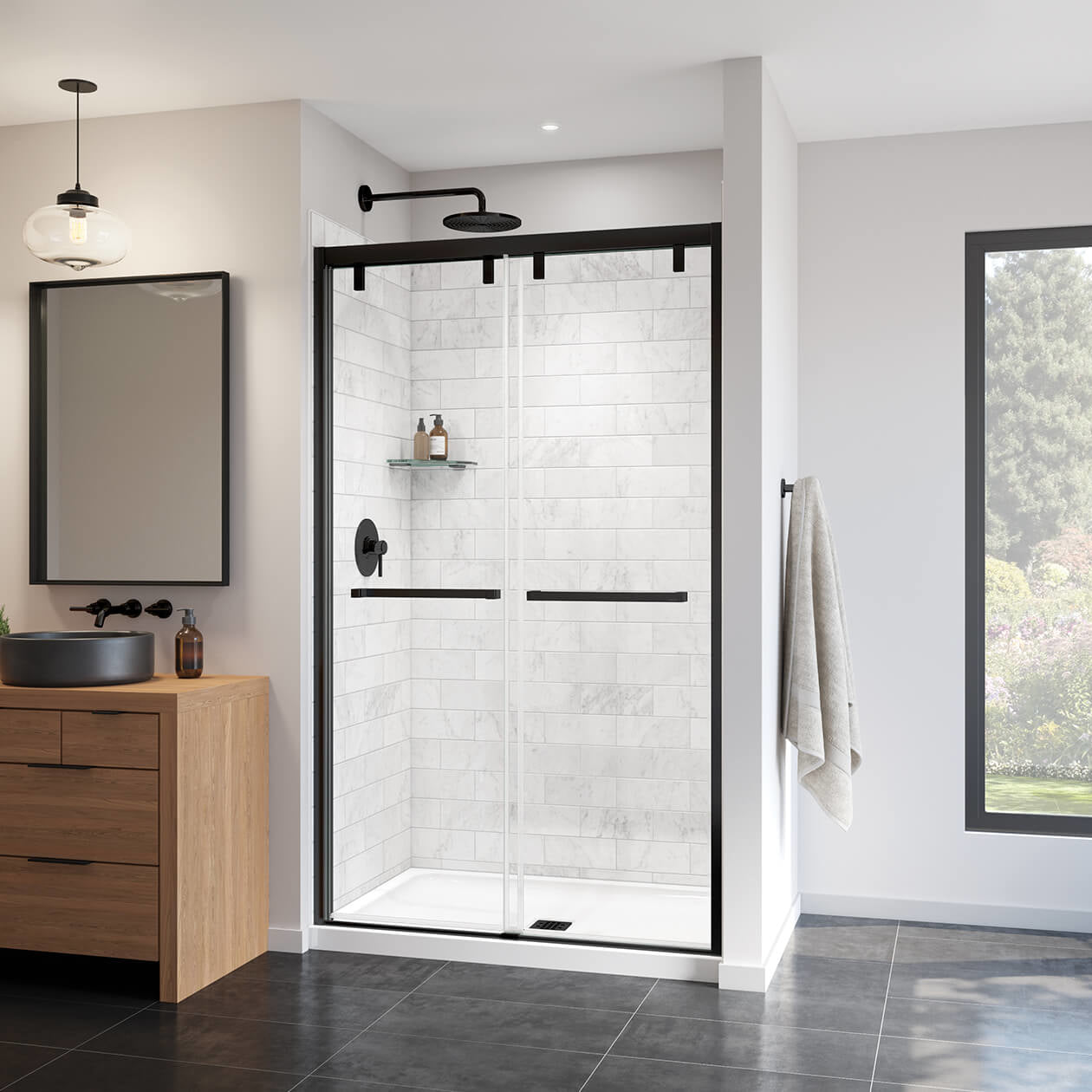 Maax Uptown 44-47 x 76 in. 8 mm Bypass Shower Door for Alcove Installation with Clear glass