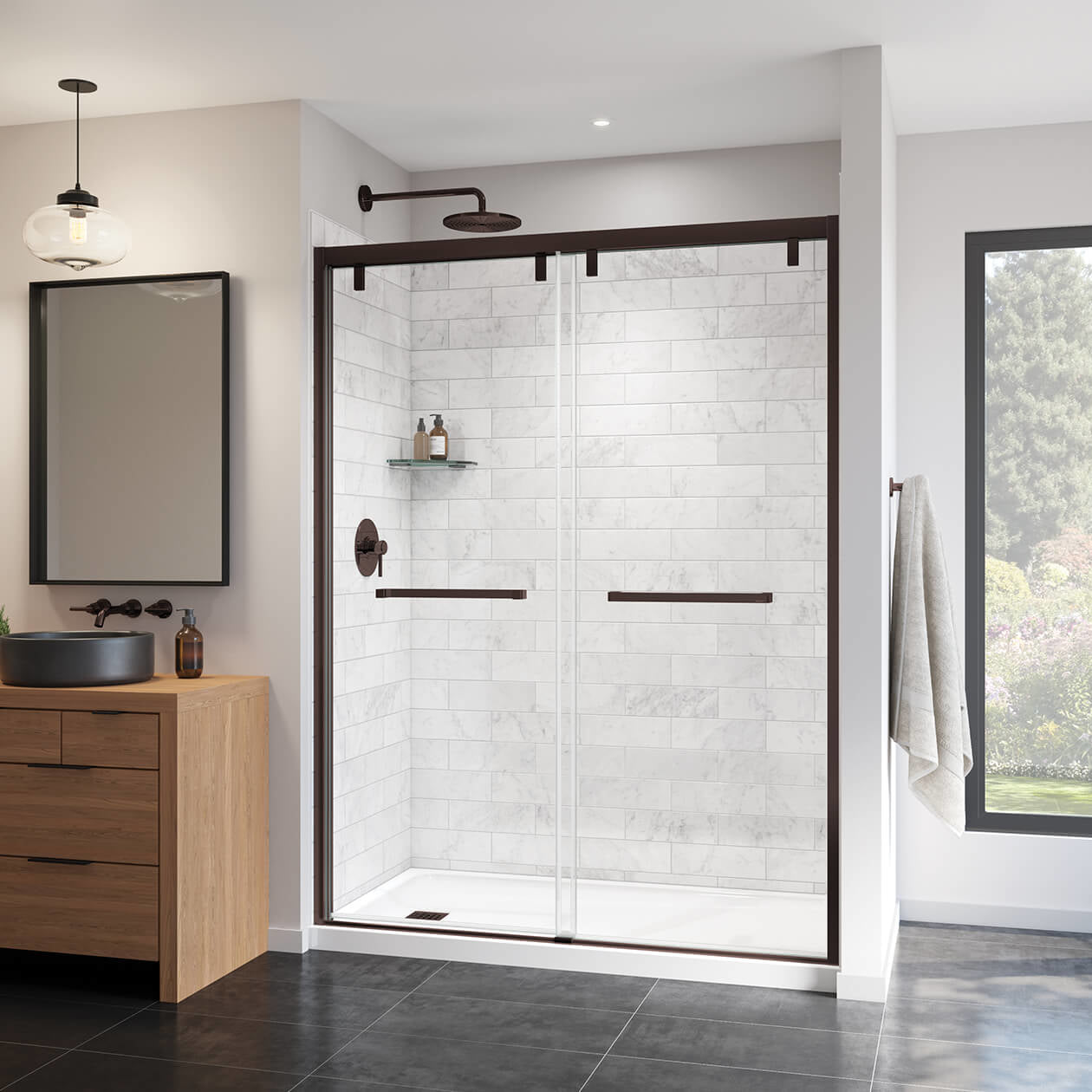Maax Uptown 56-59 x 76 in. 8 mm Bypass Shower Door for Alcove Installation with Clear glass