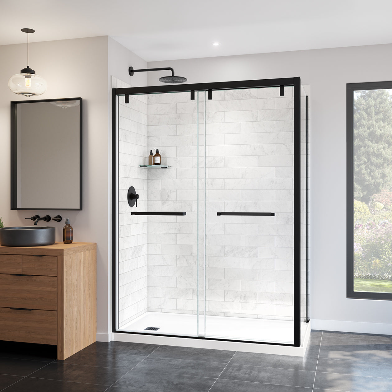 Maax Uptown 56-59 x 76 in. 8 mm Bypass Shower Door for Alcove Installation with Clear glass