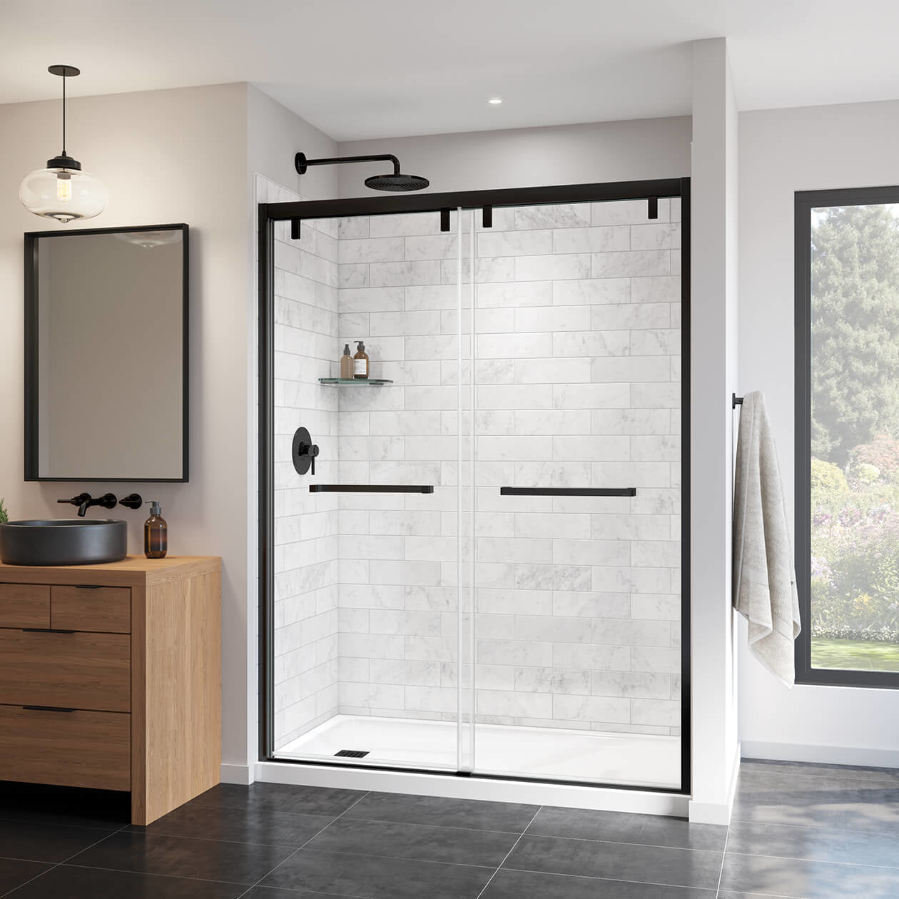 Maax Uptown 56-59 x 76 in. 8 mm Bypass Shower Door for Alcove Installation with Clear glass