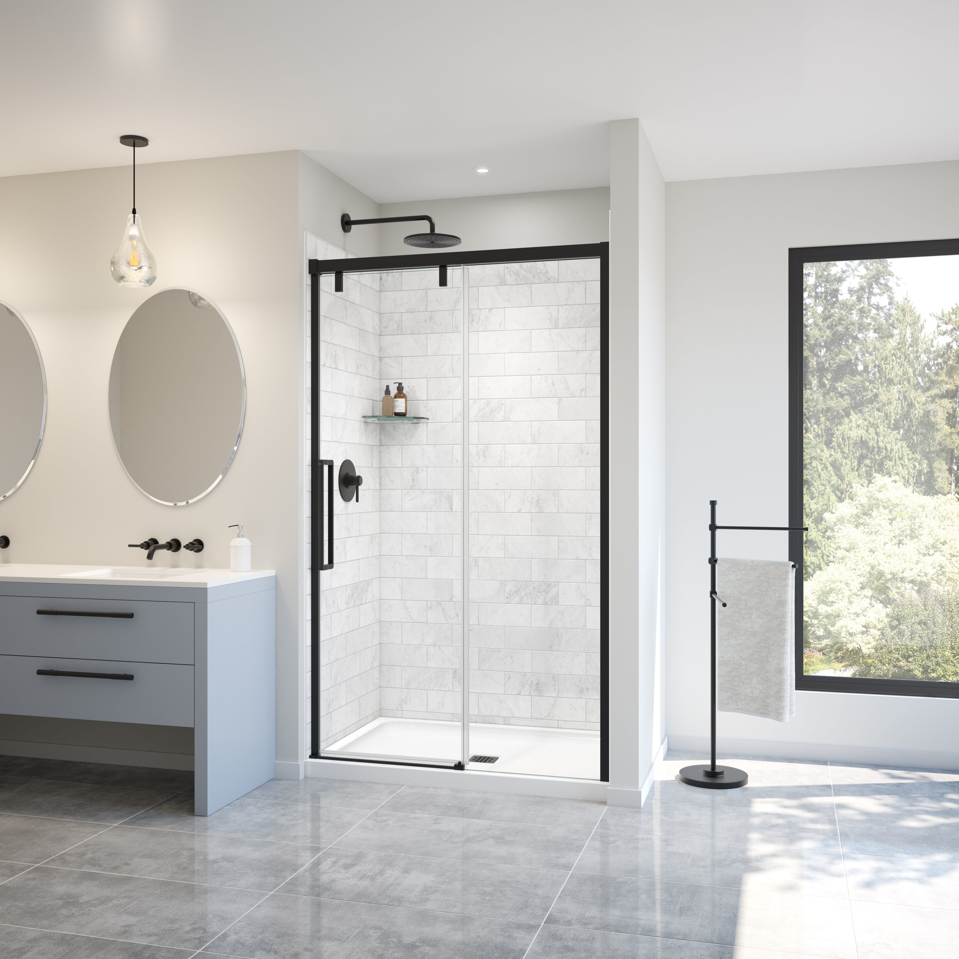 Maax Uptown 44-47 x 76 in. 8 mm Sliding Shower Door for Alcove Installation with Clear glass