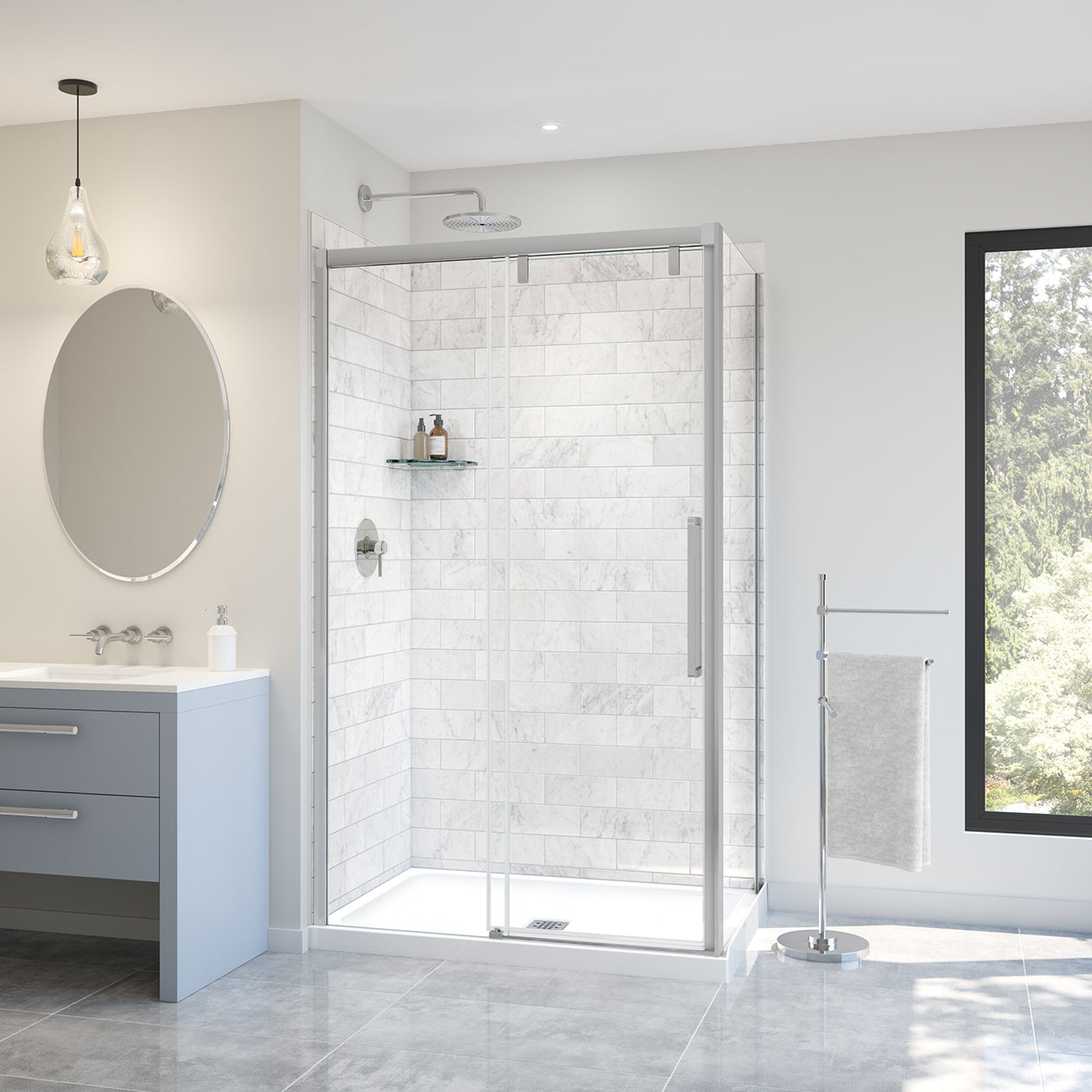 Maax Uptown Return Panel for 32 in. Base with Clear glass
