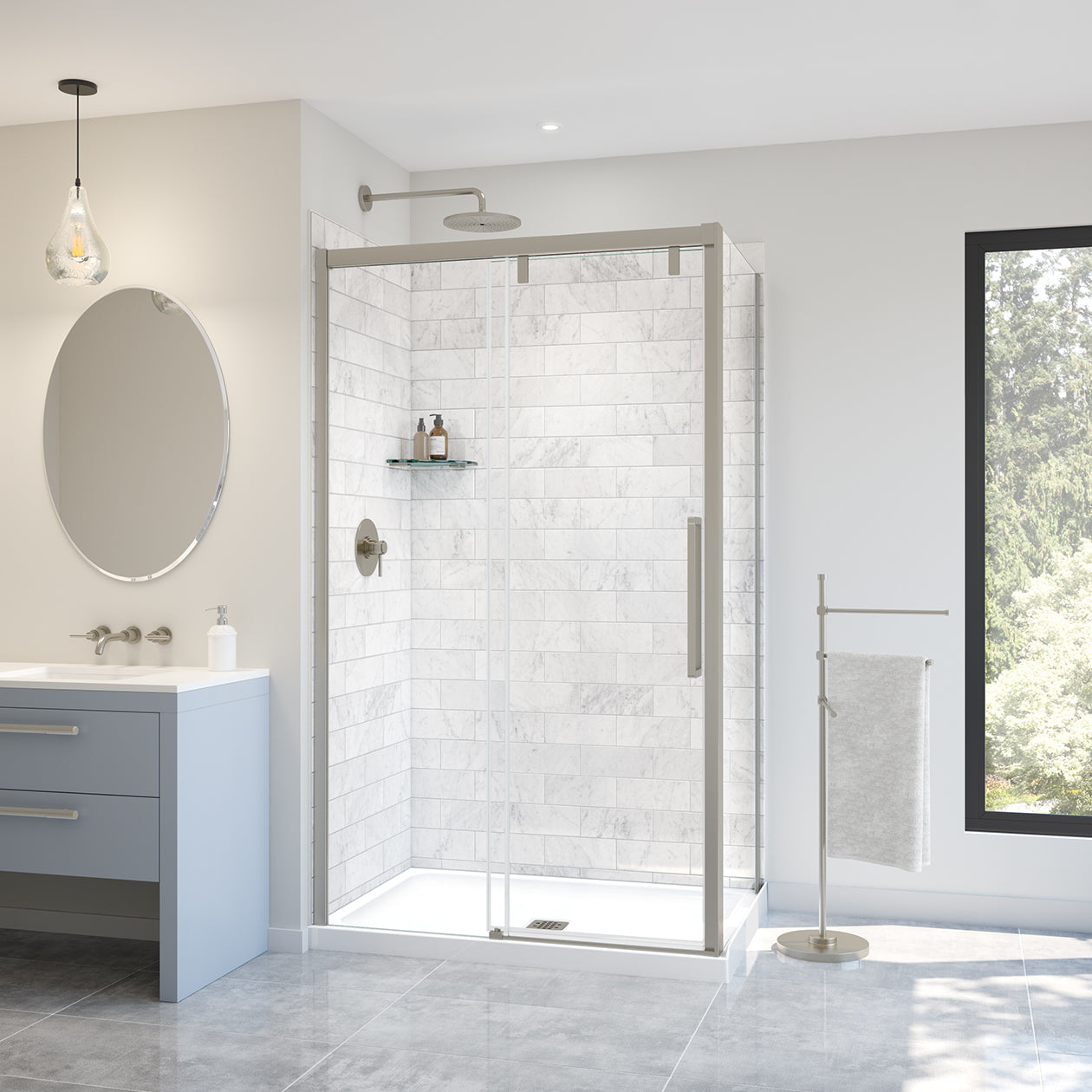 Maax Uptown Return Panel for 32 in. Base with Clear glass