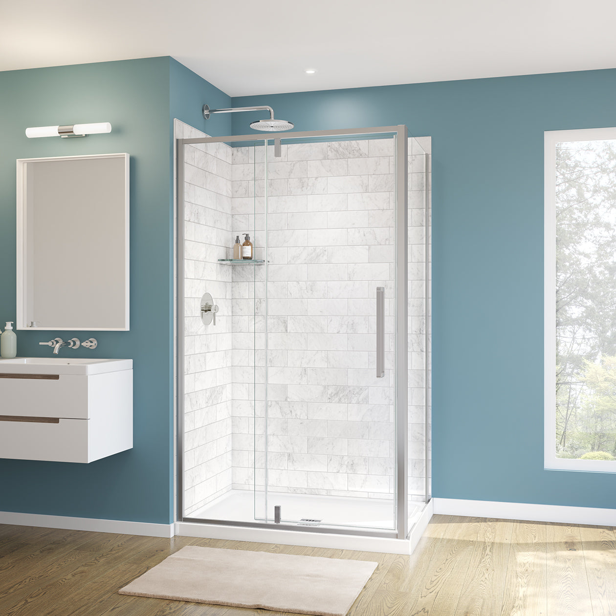 Maax Uptown Return Panel for 36 in. Base with Clear glass