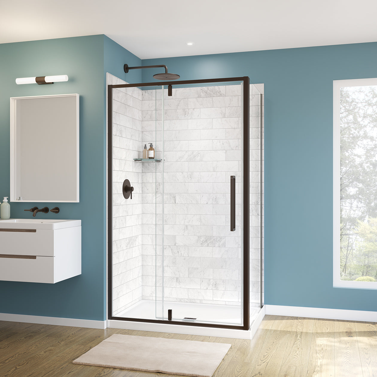 Maax Uptown Return Panel for 36 in. Base with Clear glass
