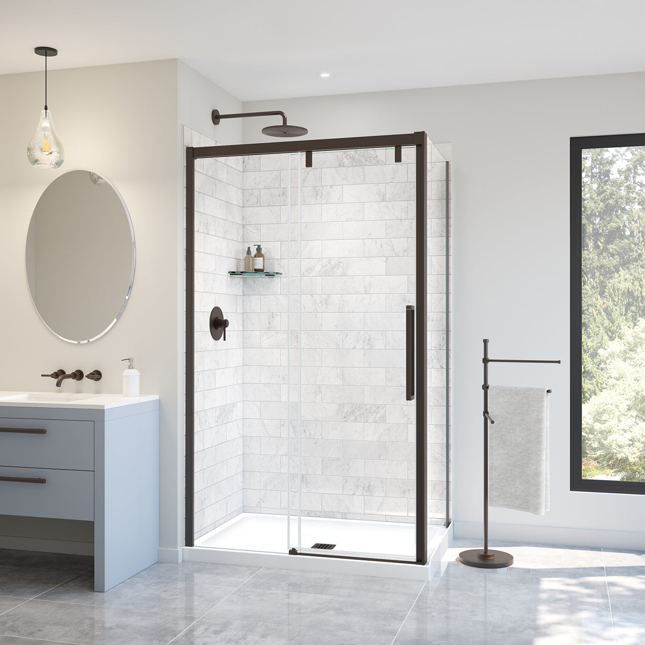Maax Uptown Return Panel for 36 in. Base with Clear glass