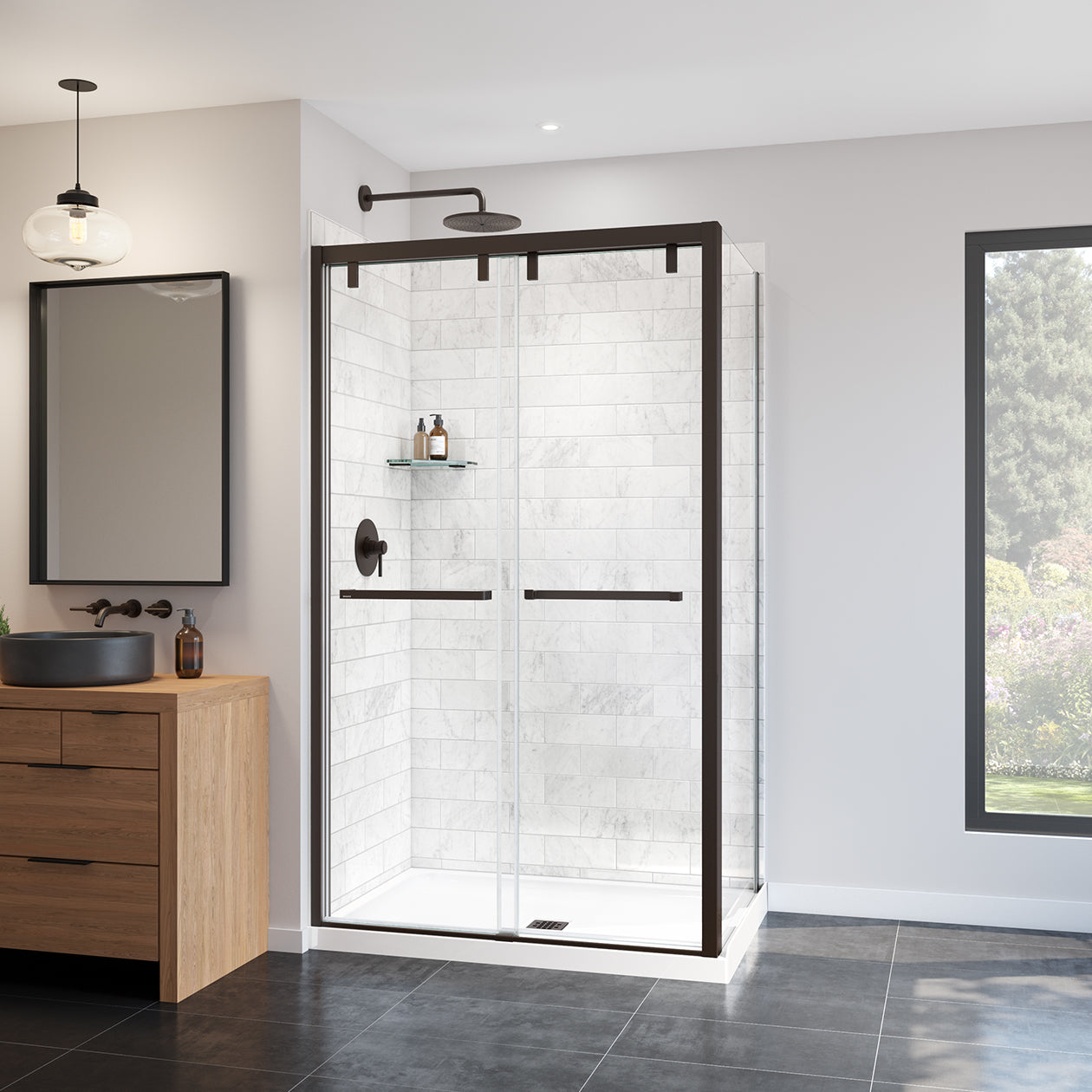 Maax Uptown Return Panel for 36 in. Base with Clear glass