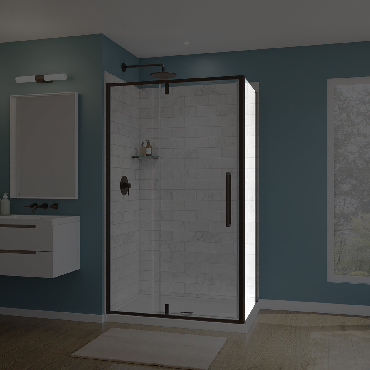 Maax Uptown Return Panel for 36 in. Base with Clear glass