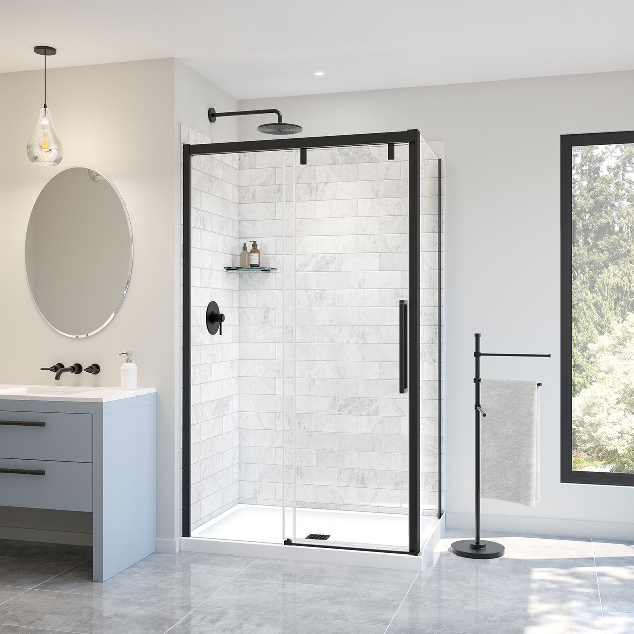 Maax Uptown Return Panel for 36 in. Base with Clear glass