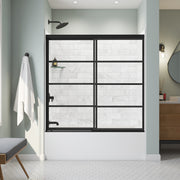 Maax Incognito 57 Shaker 56-59 x 56 3/4 in. 8mm Bypass Tub Door for Alcove Installation with Shaker glass in Matte Black