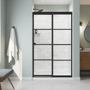Maax Incognito 76 Shaker 44-47 x 76 in. 8mm Bypass Shower Door for Alcove Installation with Shaker glass in Matte Black