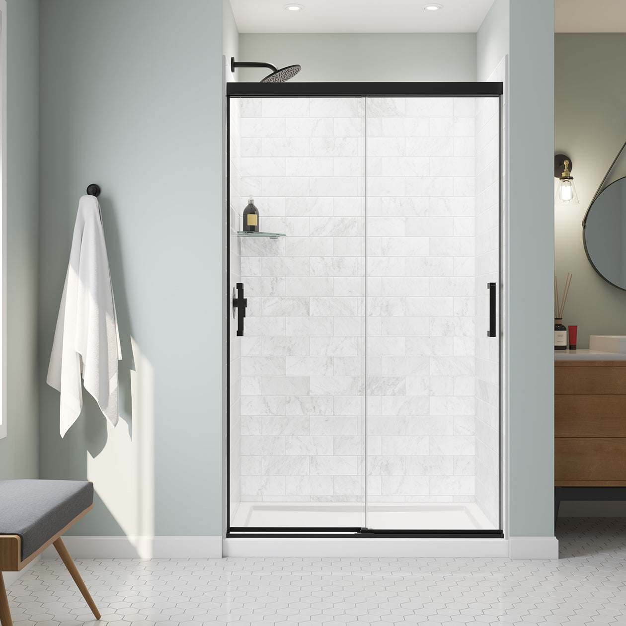 Maax Incognito 76 44-47 x 76 in. 8mm Bypass Shower Door for Alcove Installation with Clear glass