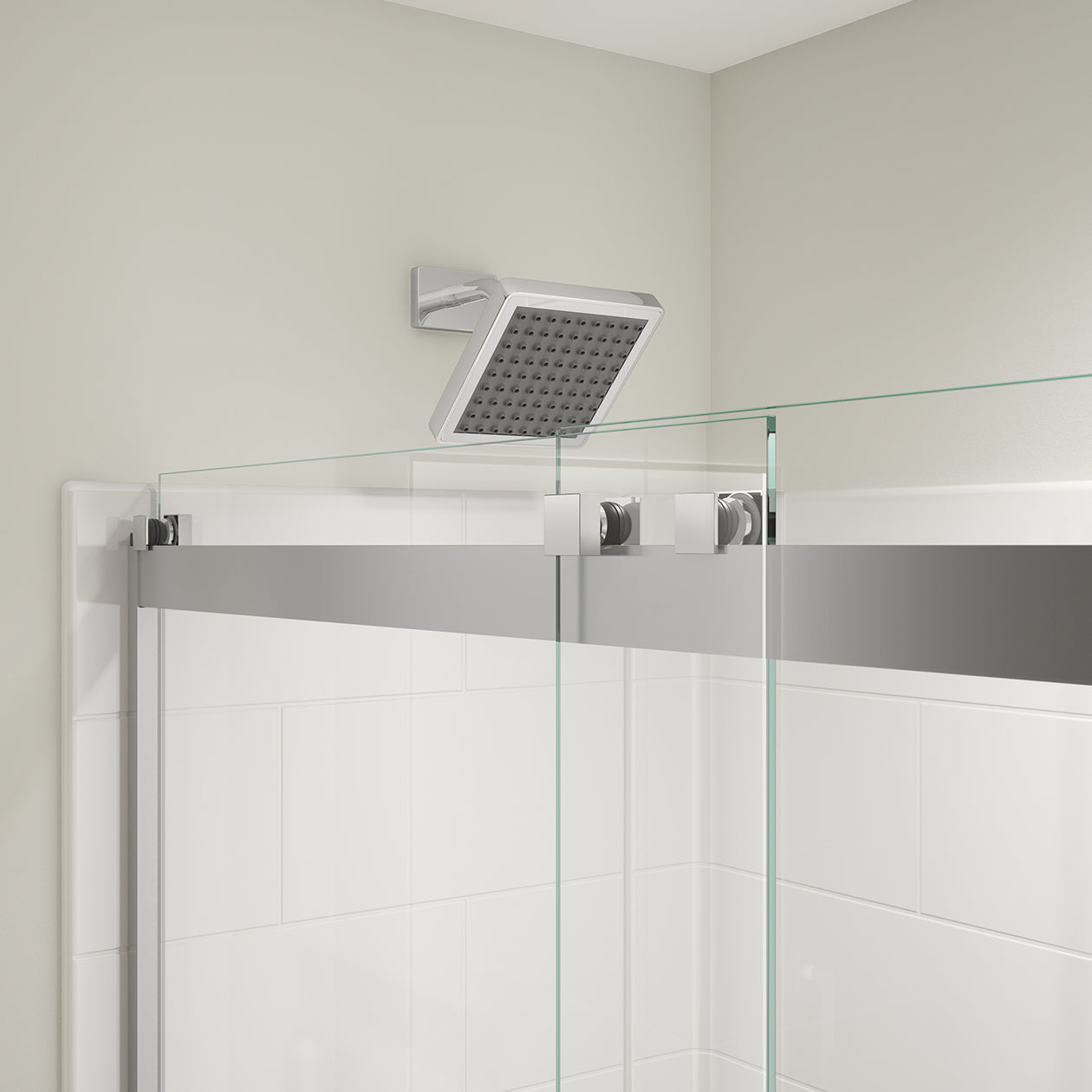 Maax Revelation Square 56-59 x 70 ½-73 in. 6 mm Bypass Shower Door for Alcove Installation with Clear glass