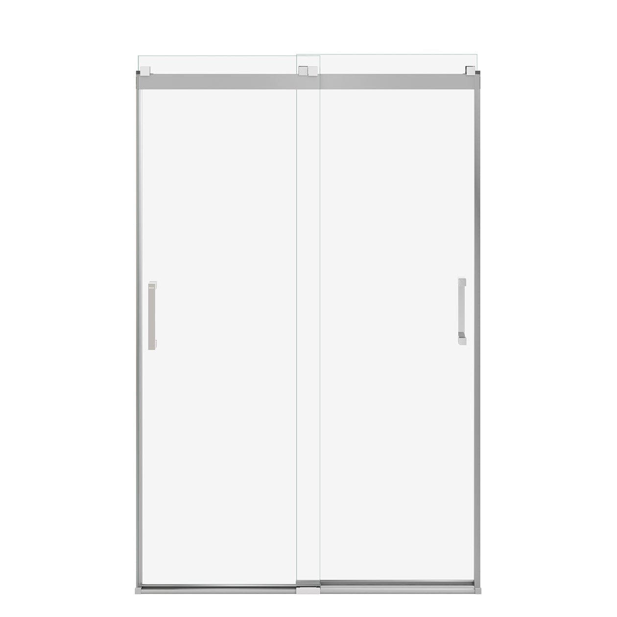 Maax Revelation Square 44-47 x 70 ½-73 in. 8mm Bypass Shower Door for Alcove Installation with Clear glass in Brushed Nickel