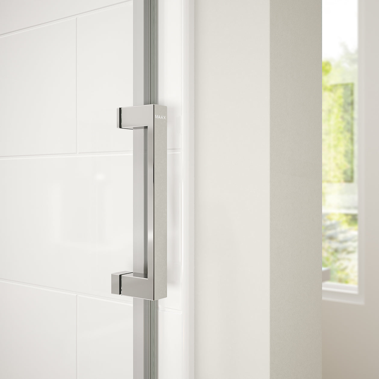 Maax Revelation Square 44-47 x 70 ½-73 in. 8mm Bypass Shower Door for Alcove Installation with Clear glass in Brushed Nickel