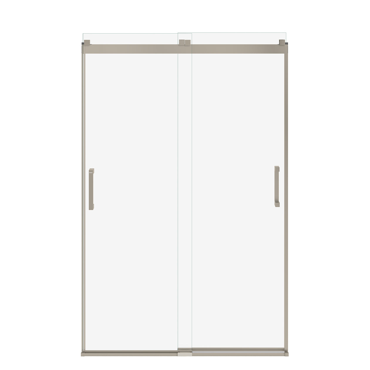Maax Revelation Square 44-47 x 70 ½-73 in. 8mm Bypass Shower Door for Alcove Installation with Clear glass in Brushed Nickel