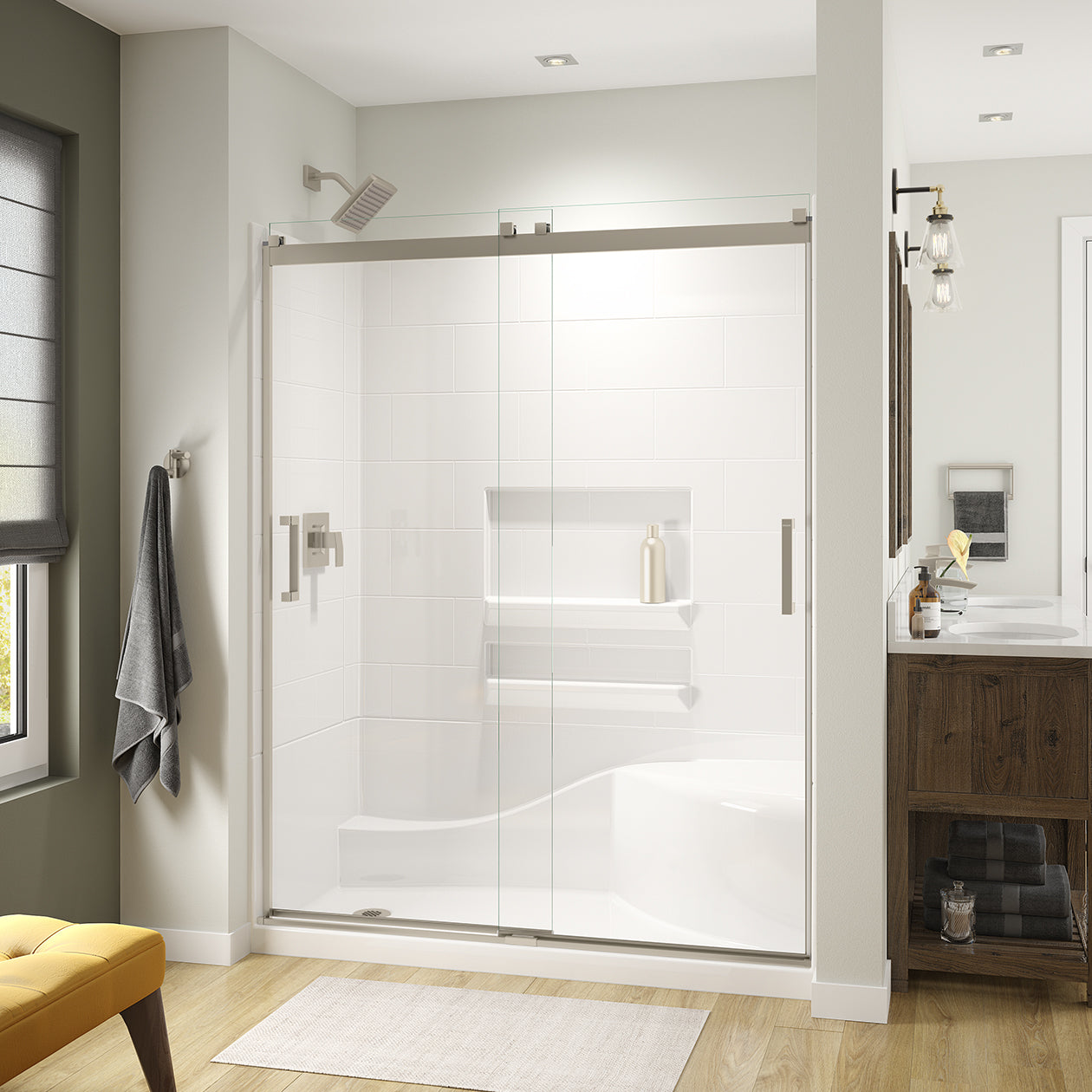 Maax Revelation Square 56-59 x 70 ½-73 in. 8mm Bypass Shower Door