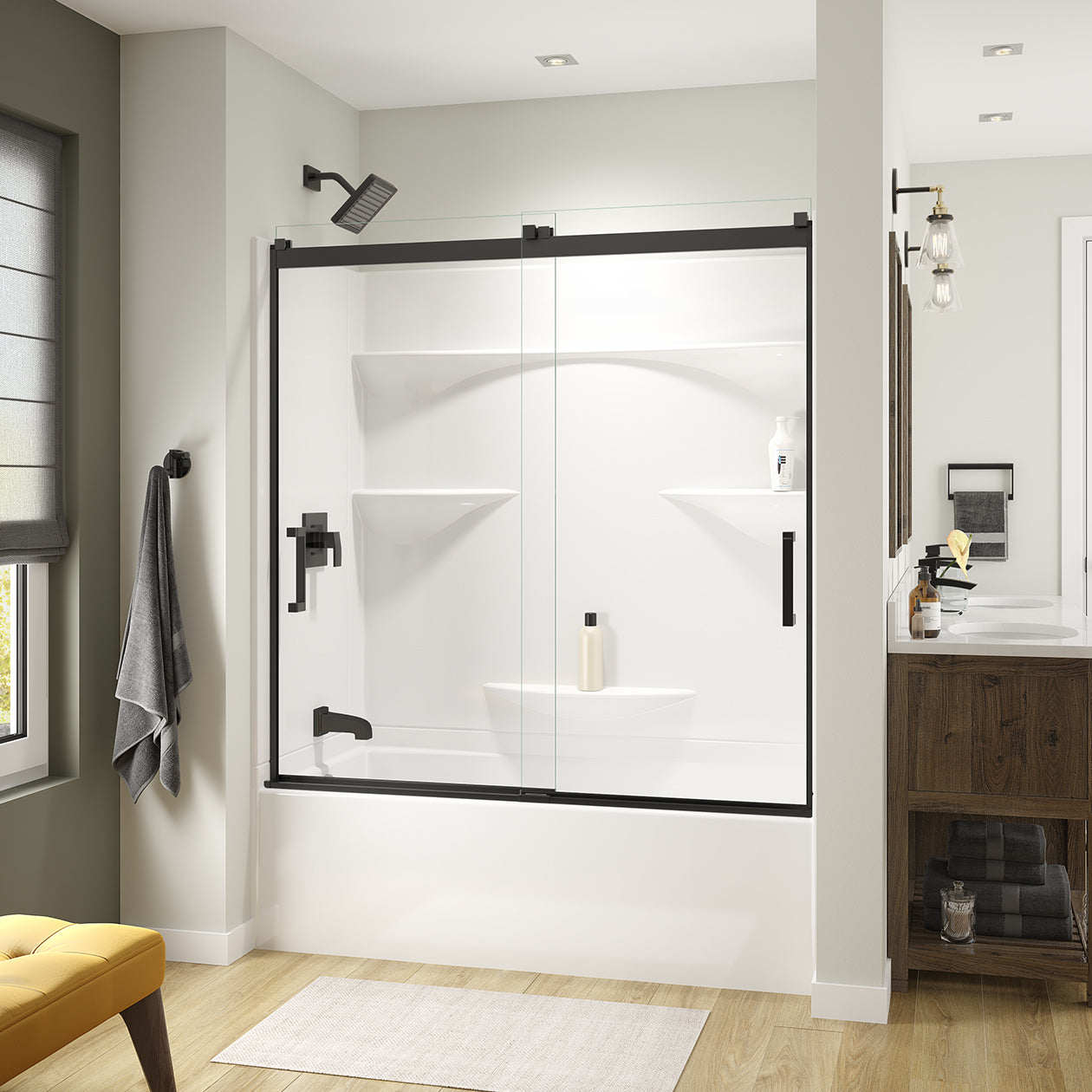 Maax Revelation Square 56-59 x 56 ¾-59 ¼ in. 8mm Bypass Tub Door