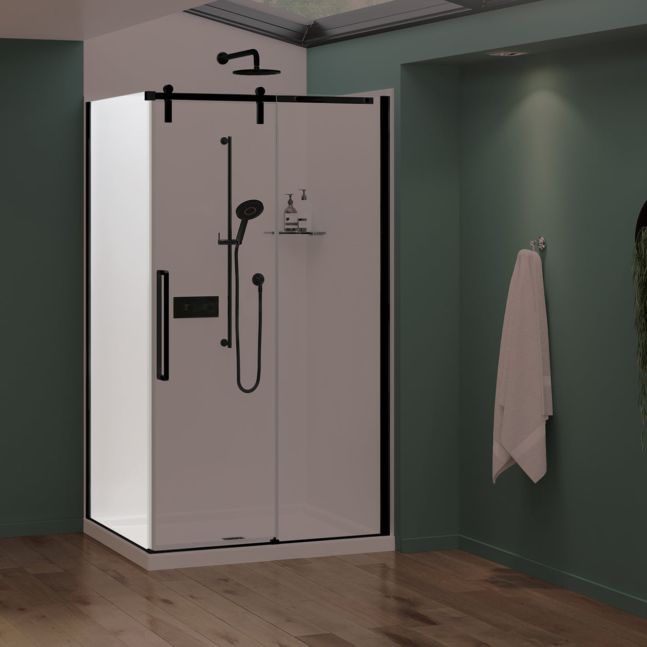 Maax Nebula Return Panel for 36 in. Base with Clear glass
