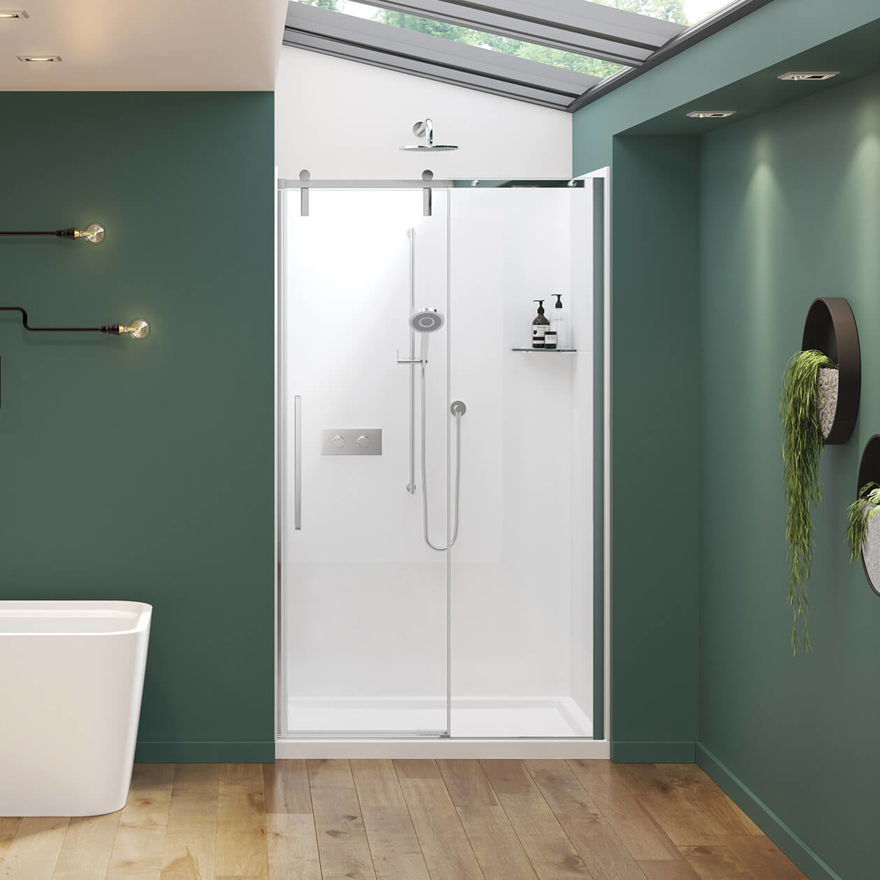Maax Nebula 44 ½-46 ½ x 78 ¾ in. 8mm Sliding Shower Door for Alcove Installation with Clear glass