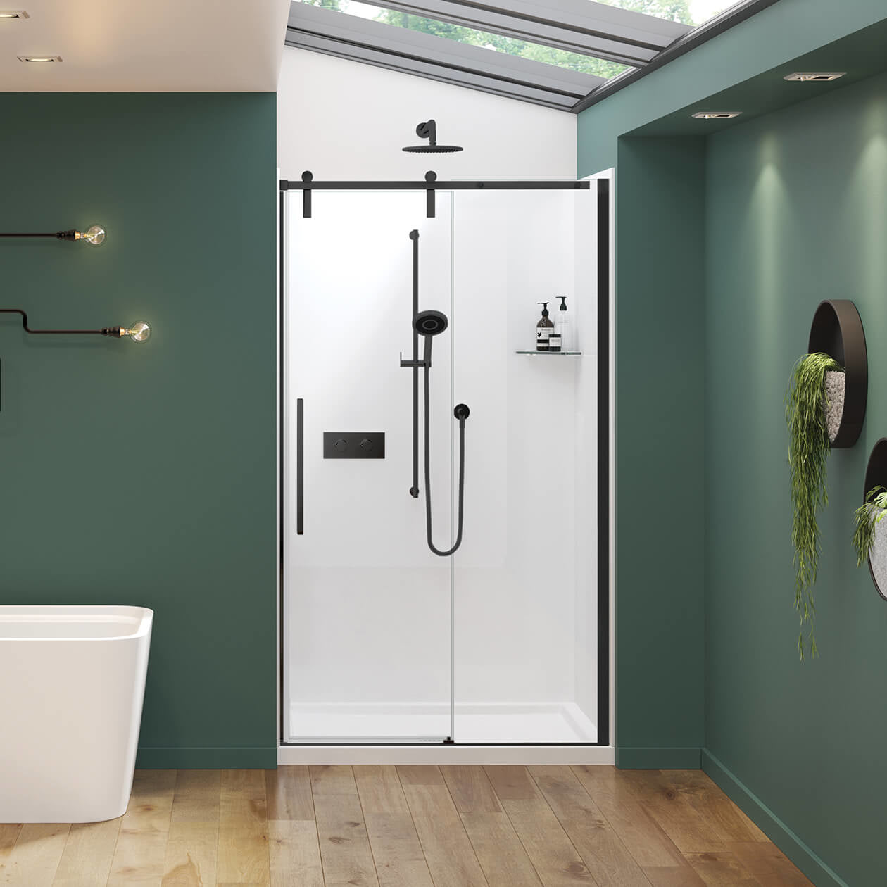 Maax Nebula 44 ½-46 ½ x 78 ¾ in. 8mm Sliding Shower Door for Alcove Installation with Clear glass