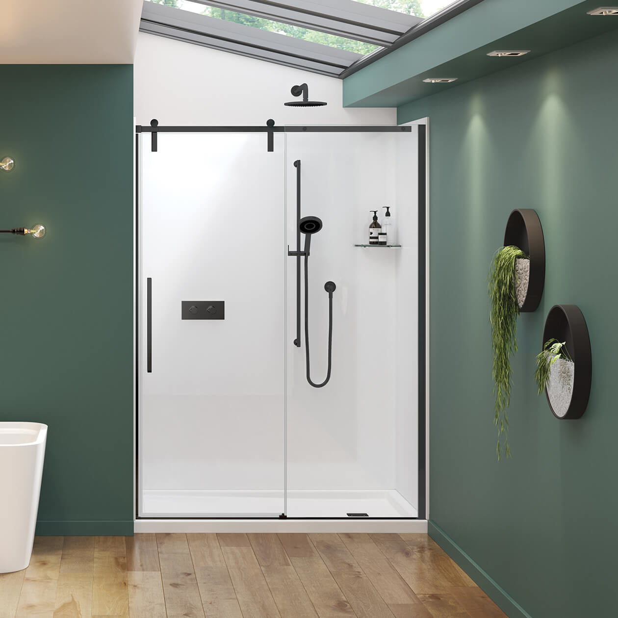Maax Nebula 56 ½-58 ½ x 78 ¾ in. 8mm Sliding Shower Door for Alcove Installation with Clear glass