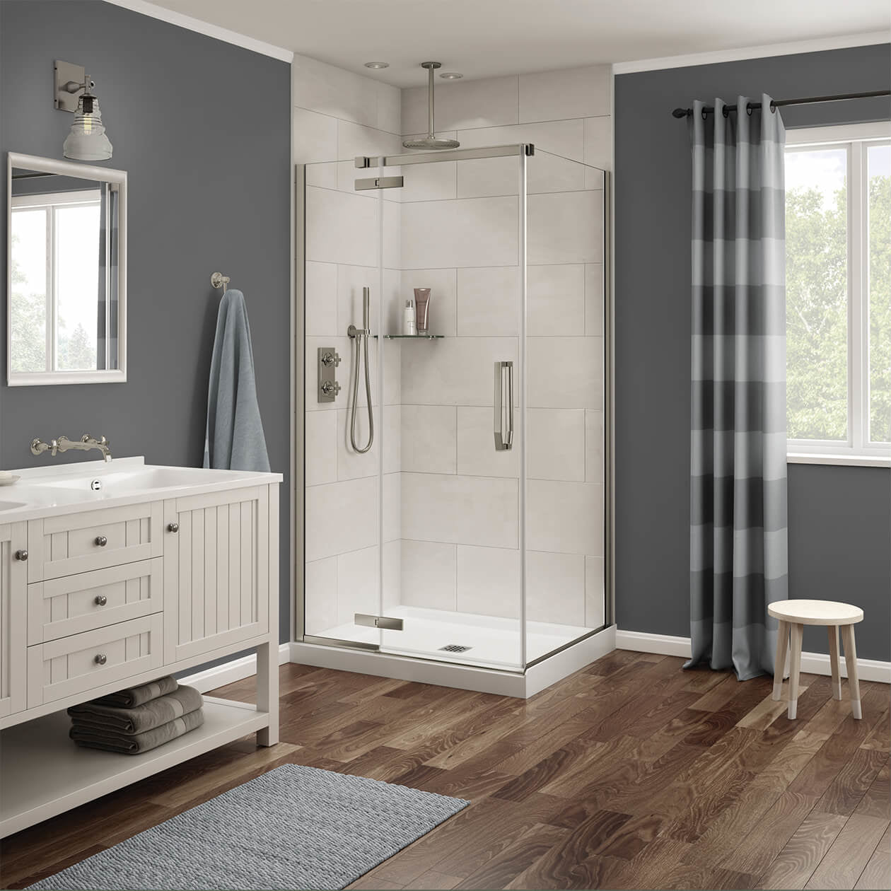 Maax Link Rectangular 42 x 34 x 75 in. 8mm Pivot Shower Door for Corner Installation with Clear glass