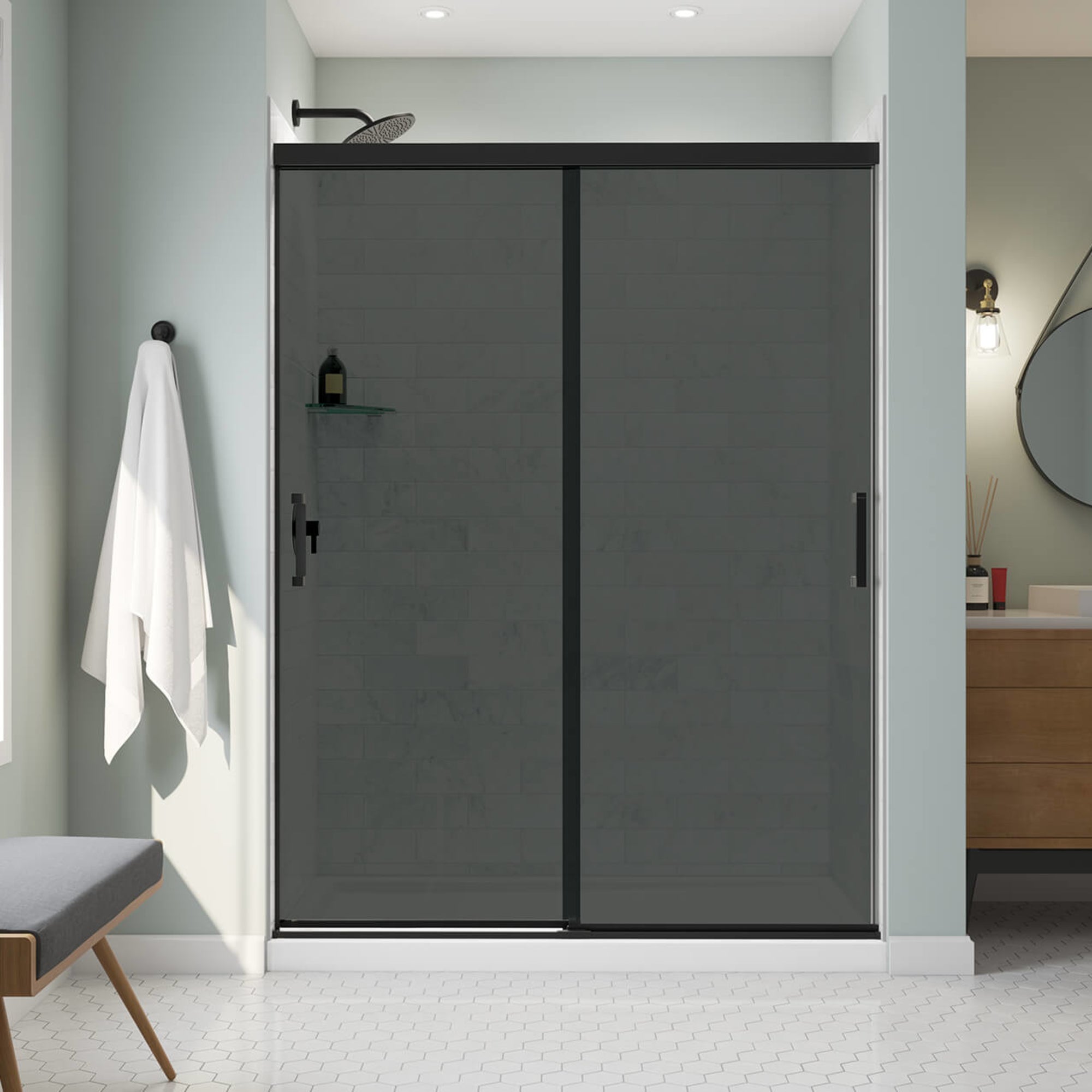Maax Incognito 76 Smoke 56-59 x 76 in. 8mm Bypass Shower Door