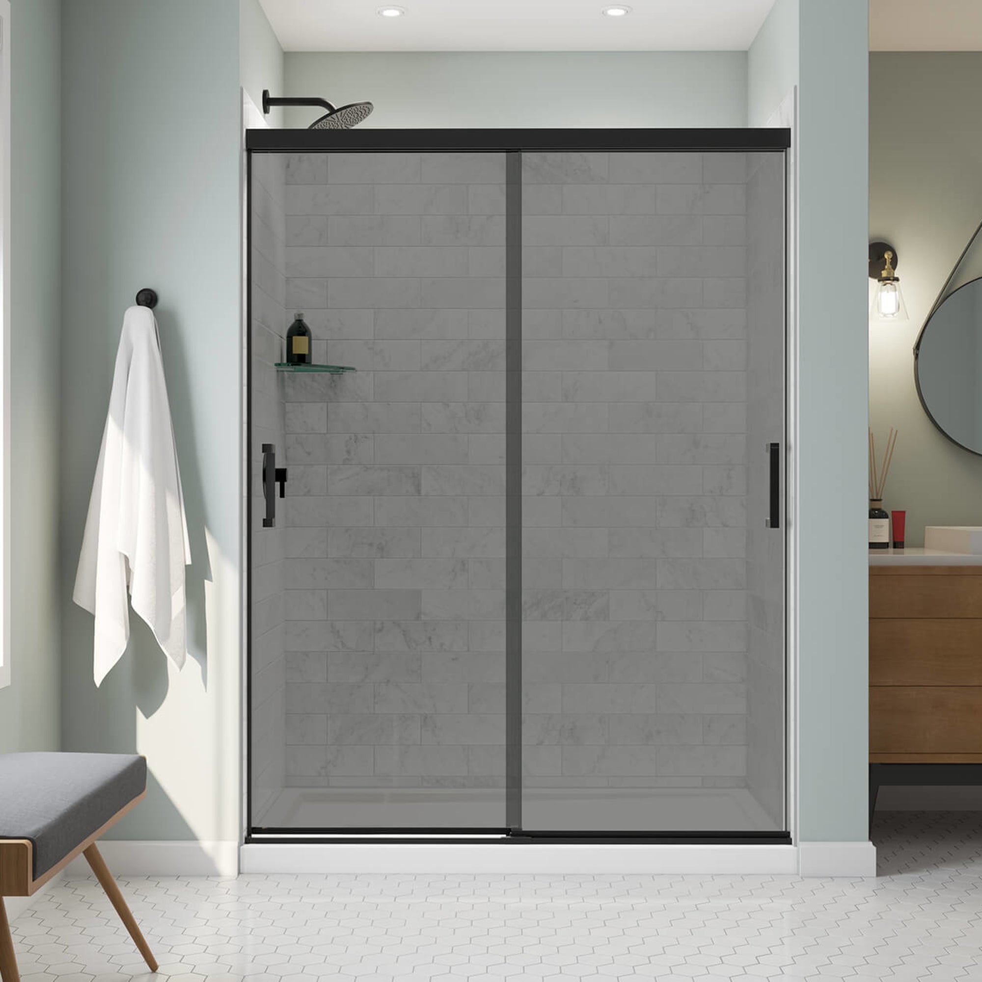 Maax Incognito 76 Smoke 56-59 x 76 in. 8mm Bypass Shower Door