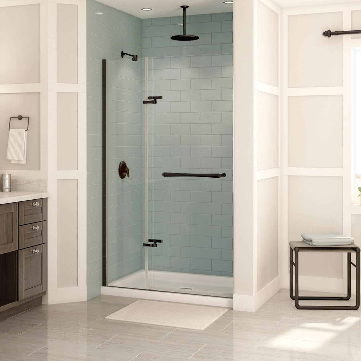 Maax Reveal 71 44-47 x 71 ½ in. 8mm Pivot Shower Door for Alcove Installation with Clear glass
