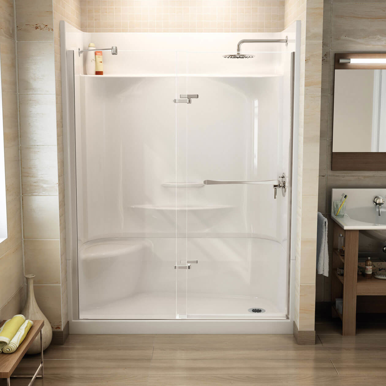 Maax Reveal 71 56-59 x 71 ½ in. 8mm Pivot Shower Door for Alcove Installation with Clear glass