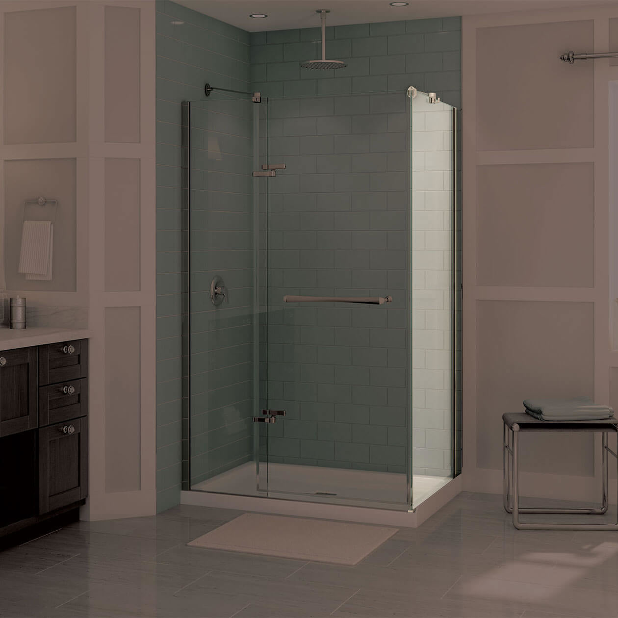 Maax Reveal 71 Return Panel for 34 in. Base with Clear glass