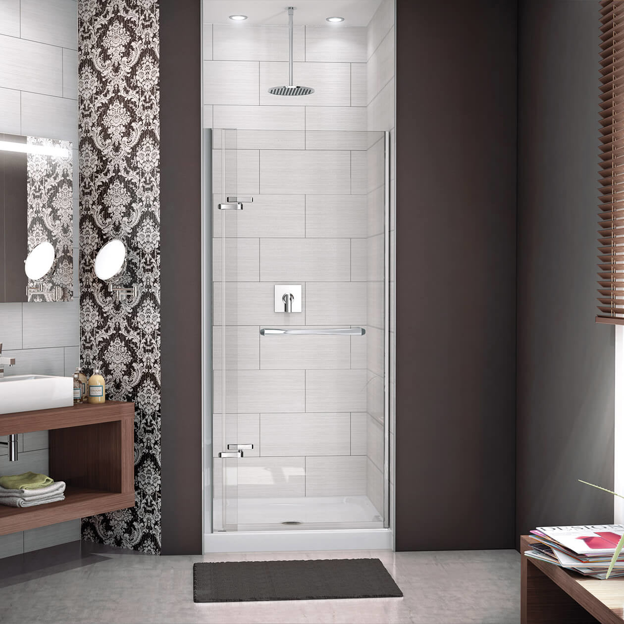 Maax Reveal 71 32 ½-35 ½ x 71 ½ in. 8mm Pivot Shower Door for Alcove Installation with Clear glass