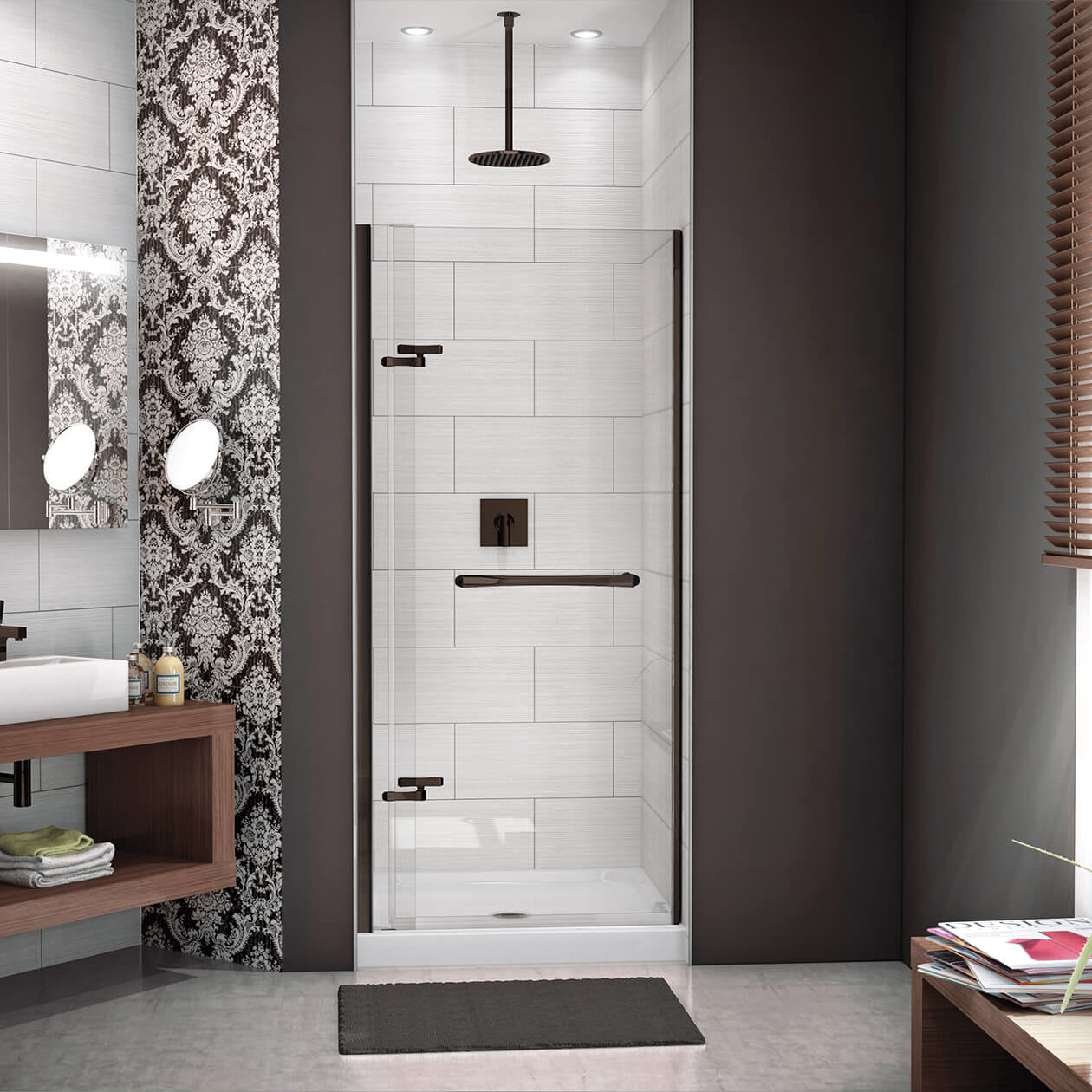 Maax Reveal 71 32 ½-35 ½ x 71 ½ in. 8mm Pivot Shower Door for Alcove Installation with Clear glass