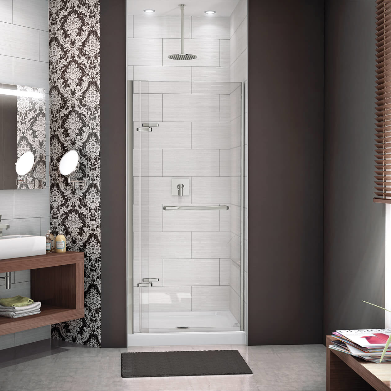 Maax Reveal 71 32 ½-35 ½ x 71 ½ in. 8mm Pivot Shower Door for Alcove Installation with Clear glass