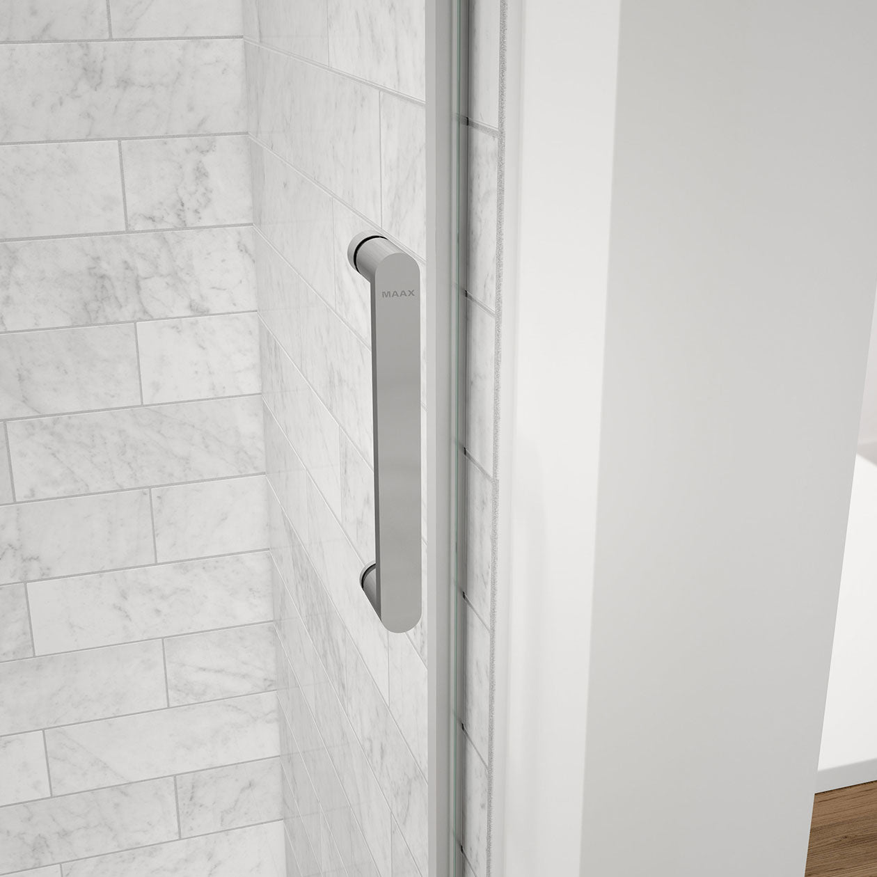Maax Revelation Round 44-47 in. x 70 ½-73 in. 6 mm Bypass Shower Door for Alcove Installation with Clear glass