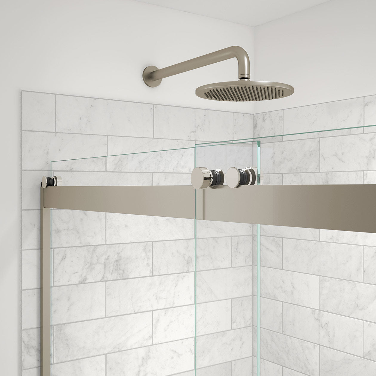 Maax Revelation Round 56-59 in. x 70 ½-73 in. 6 mm Bypass Shower Door for Alcove Installation with Clear glass