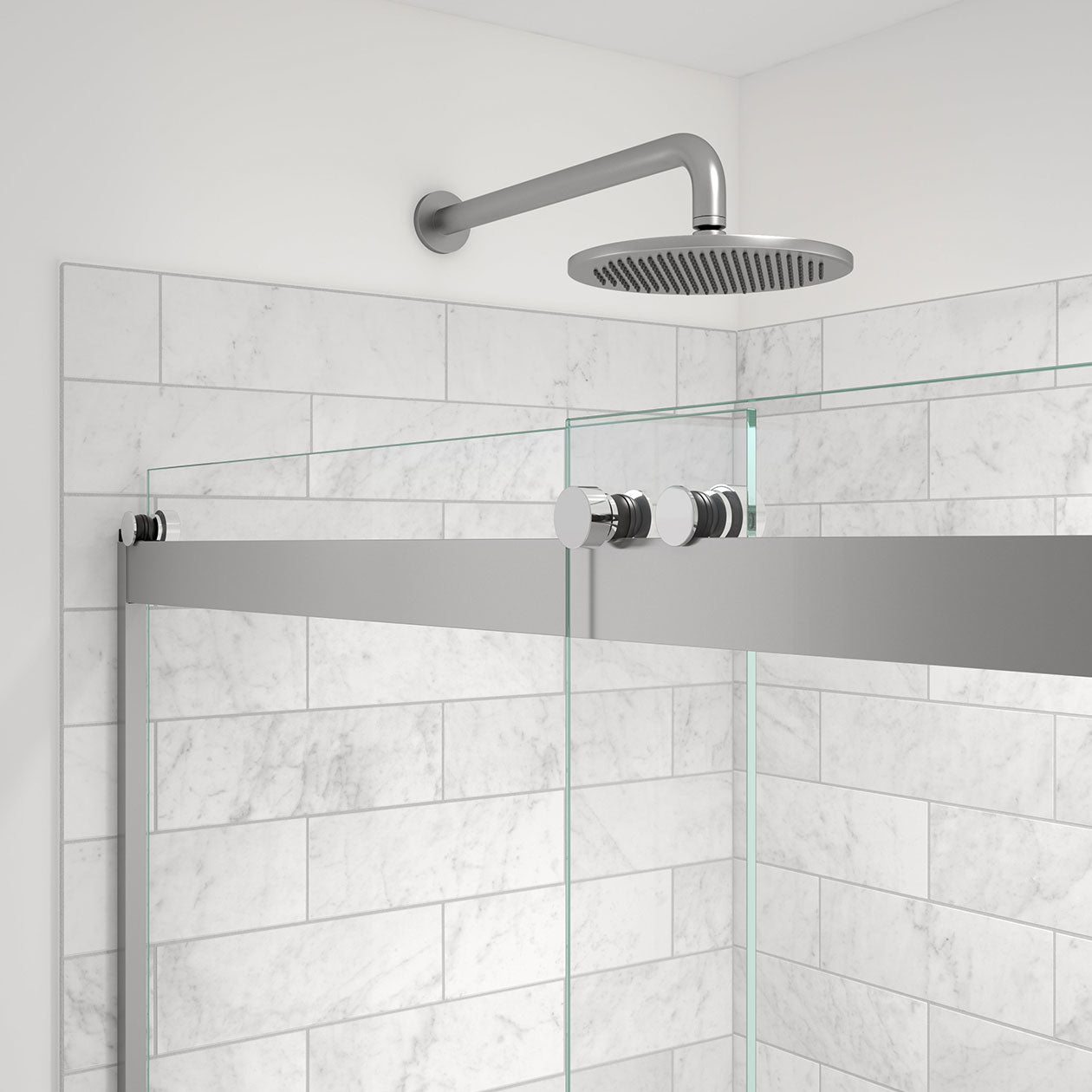Maax Revelation Round 56-59 x 70 ½-73 in. 8mm Bypass Shower Door for Alcove Installation with Clear glass