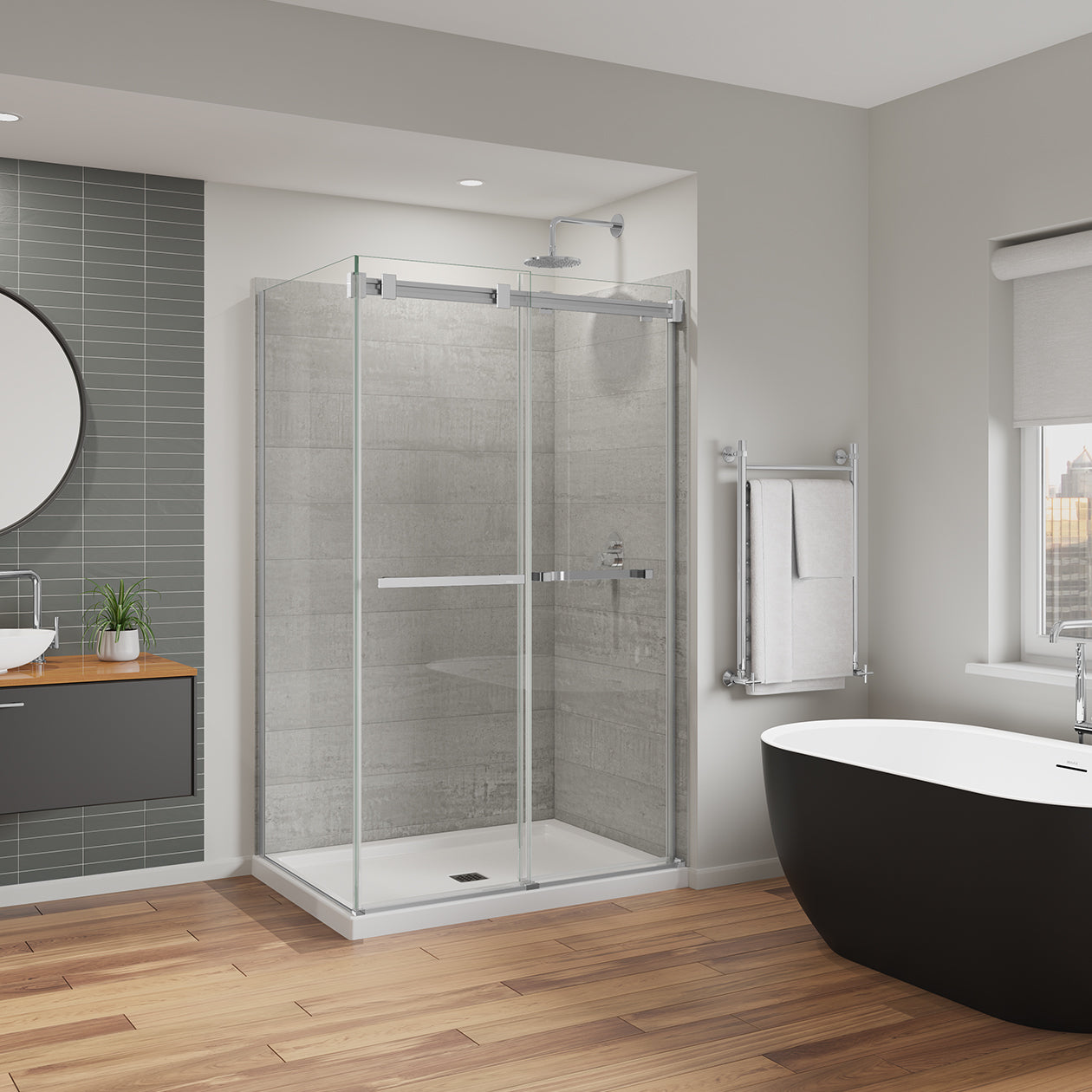 Maax Duel Alto 44-47 X 78 in. 8mm Bypass Shower Door
